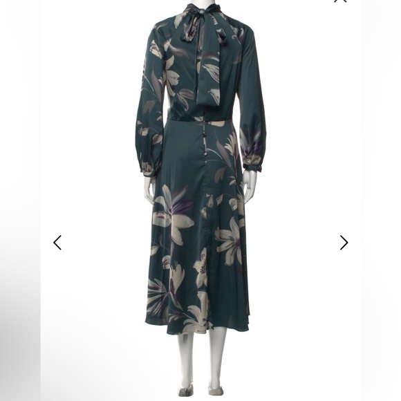 Teri Jon BY Rickie Freeman Chic Floral Midi Dress with Tie Neck - Picture 4 of 6